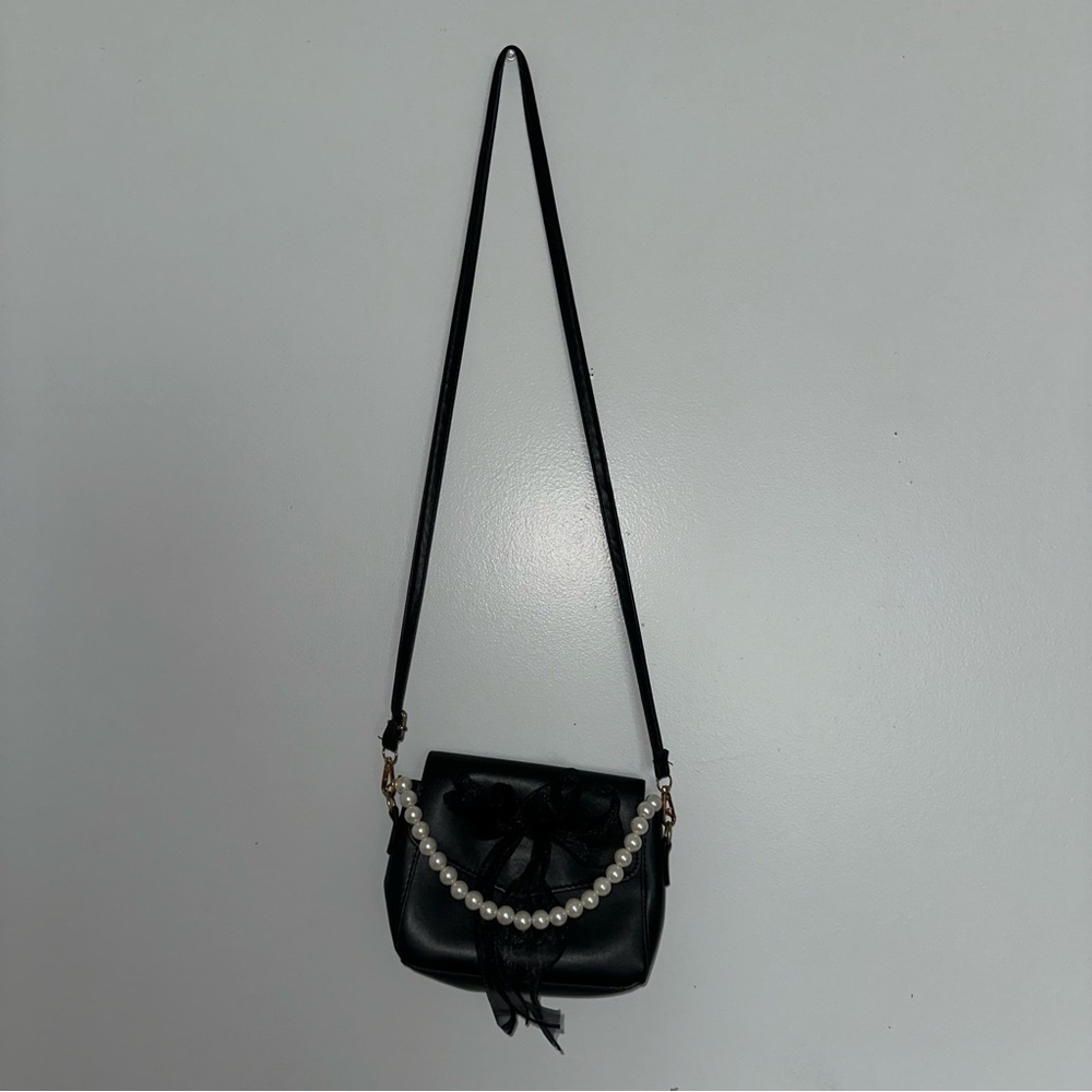 Elegant Black Bag with Pearl Detail
